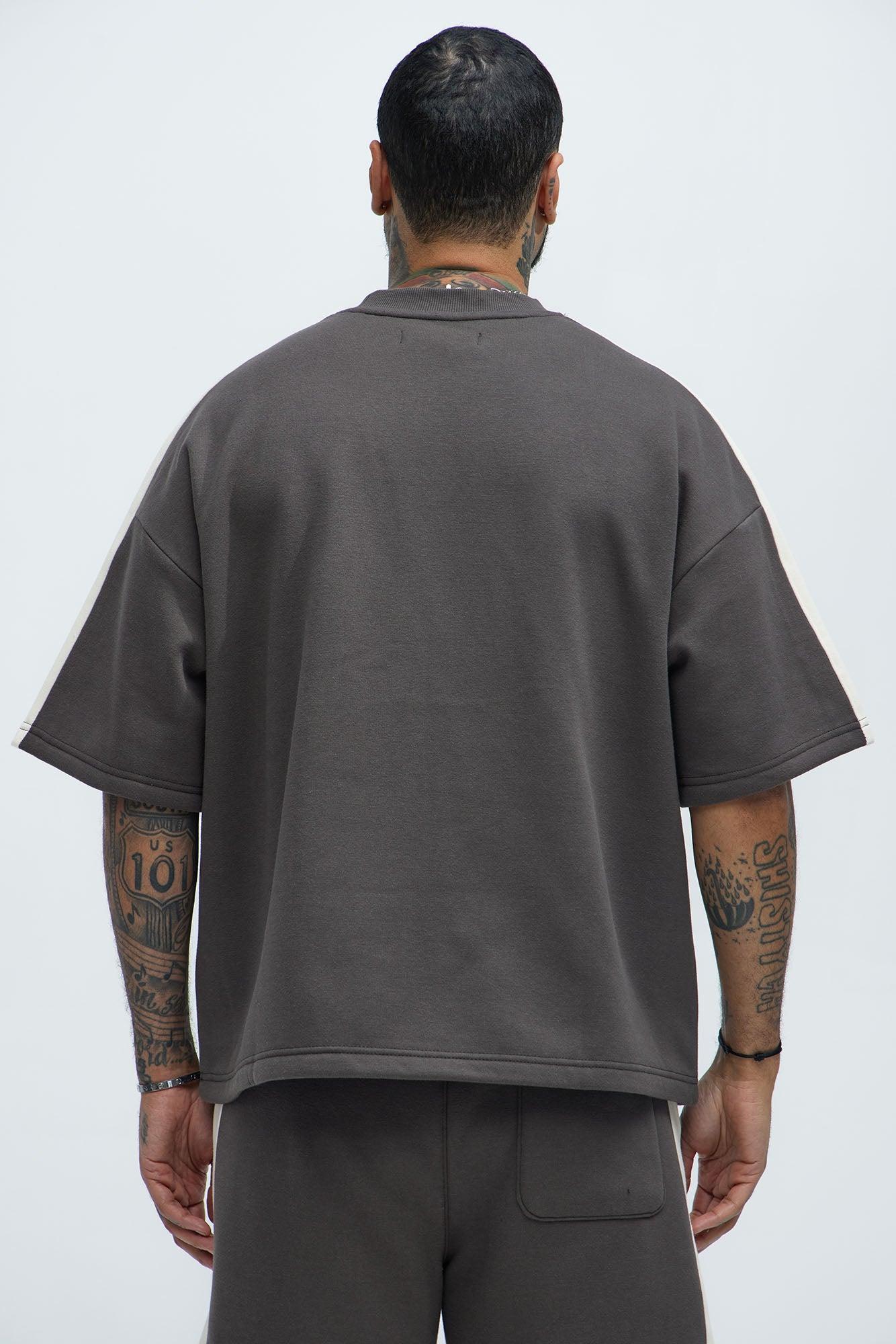 Tyson Oversized Heavyweight Striped Tee - Olive Product Image