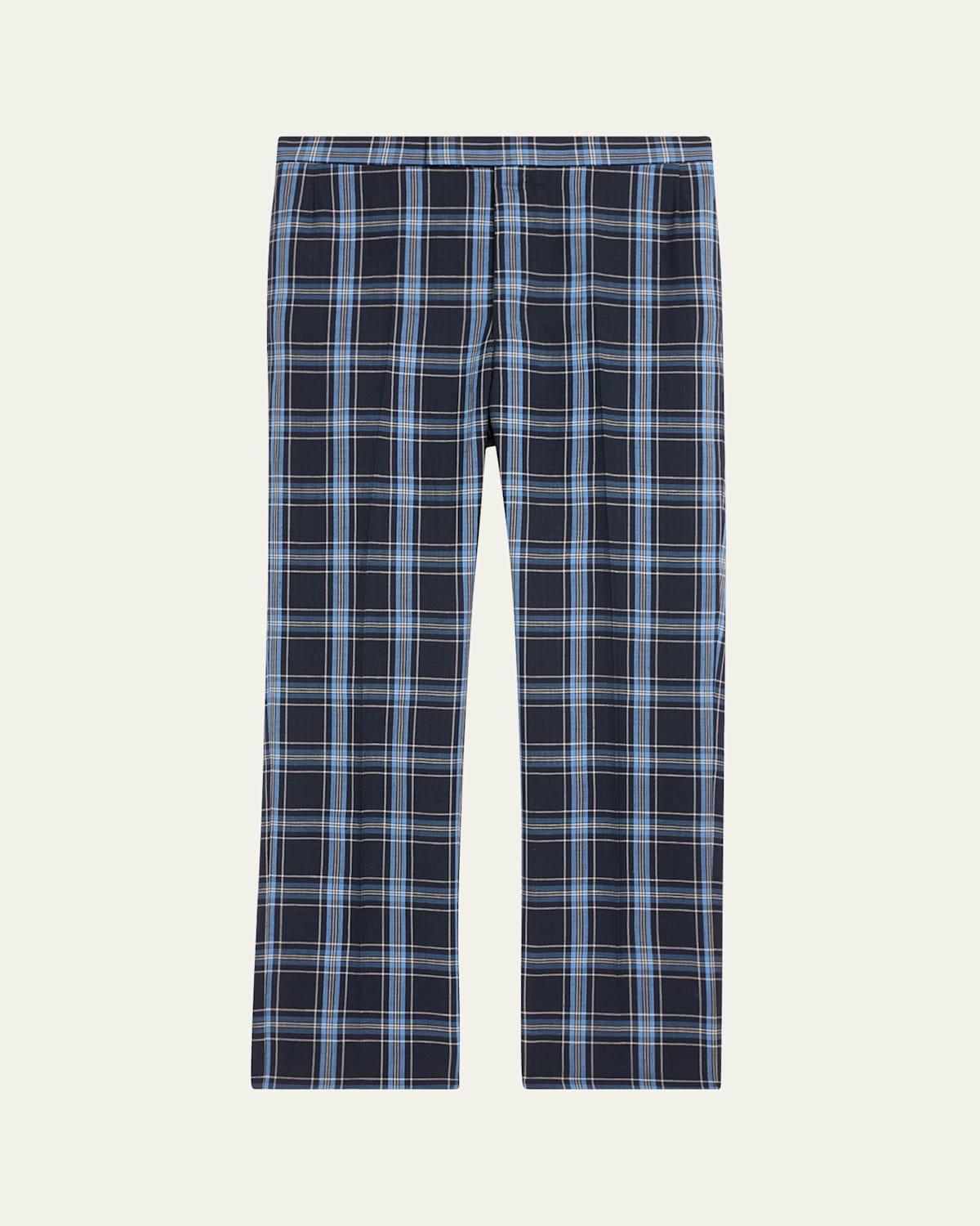 Mens Plaid Wool & Linen-Blend Backstrap Suit Pants Product Image