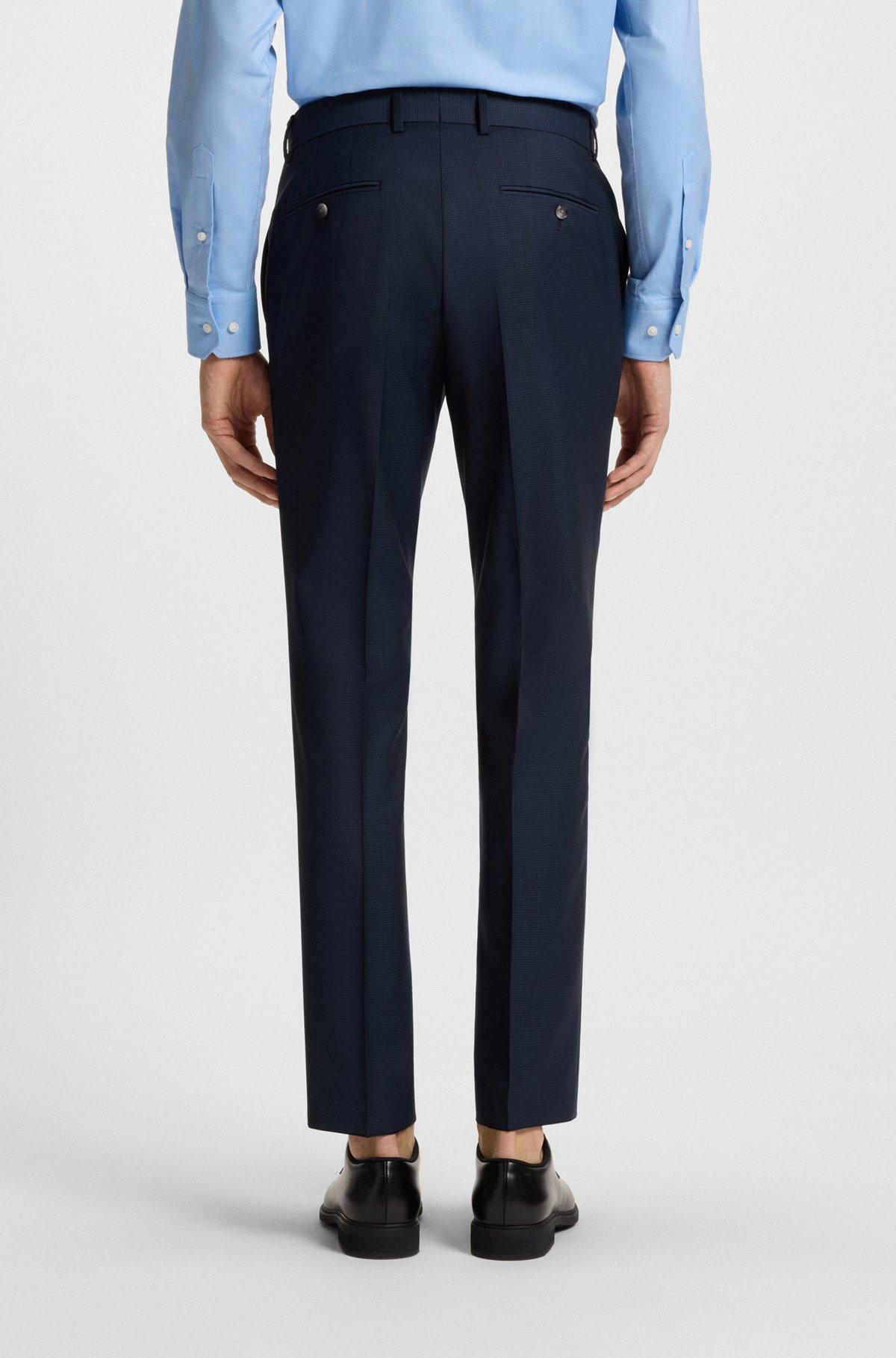 BOSS - Slim-fit suit in micro-patterned wool - Dark Blue Product Image