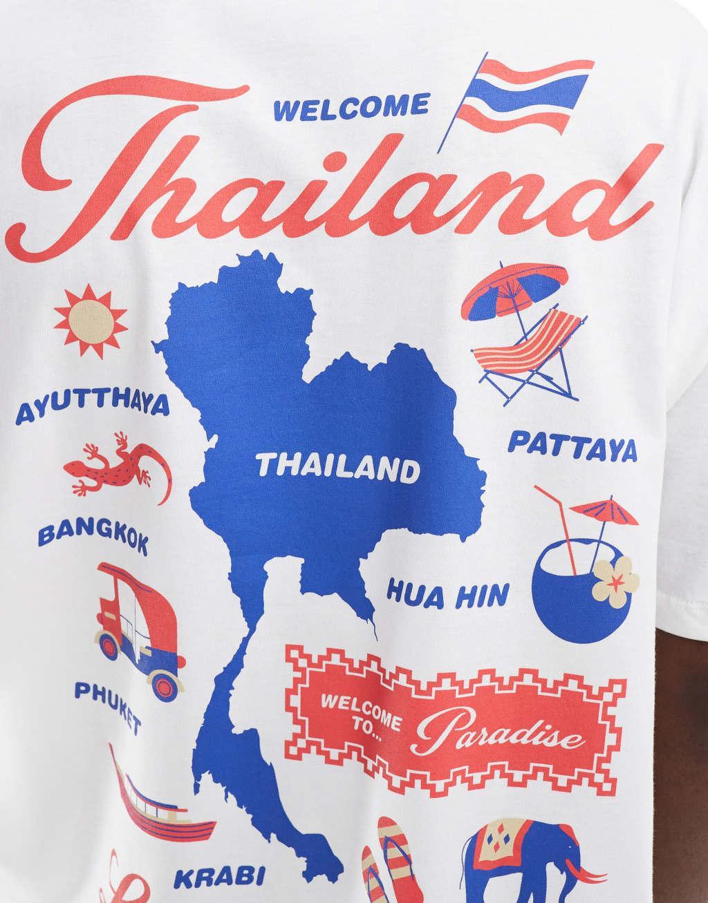 ASOS DESIGN oversized T-shirt with front and back city print in white Product Image