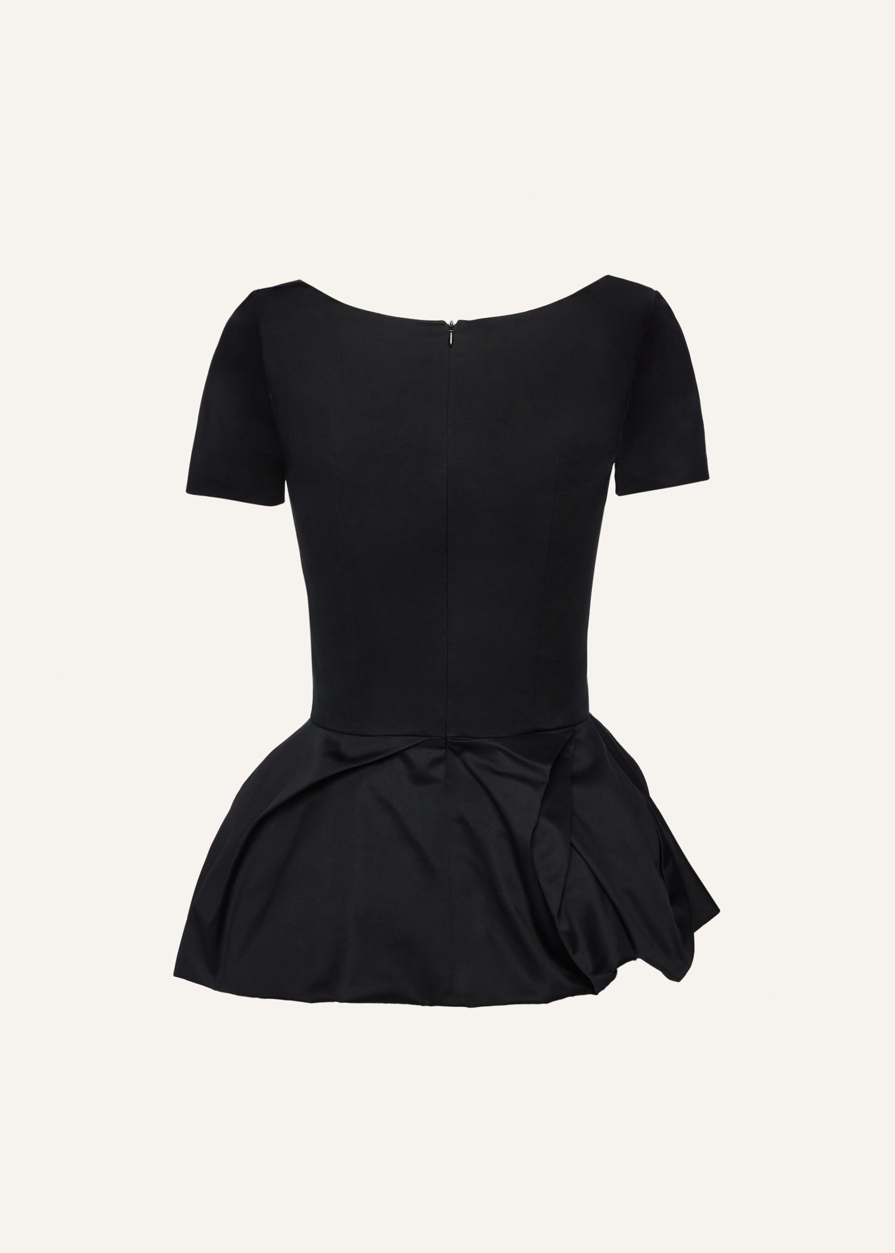 Silk peplum blouse in black Product Image