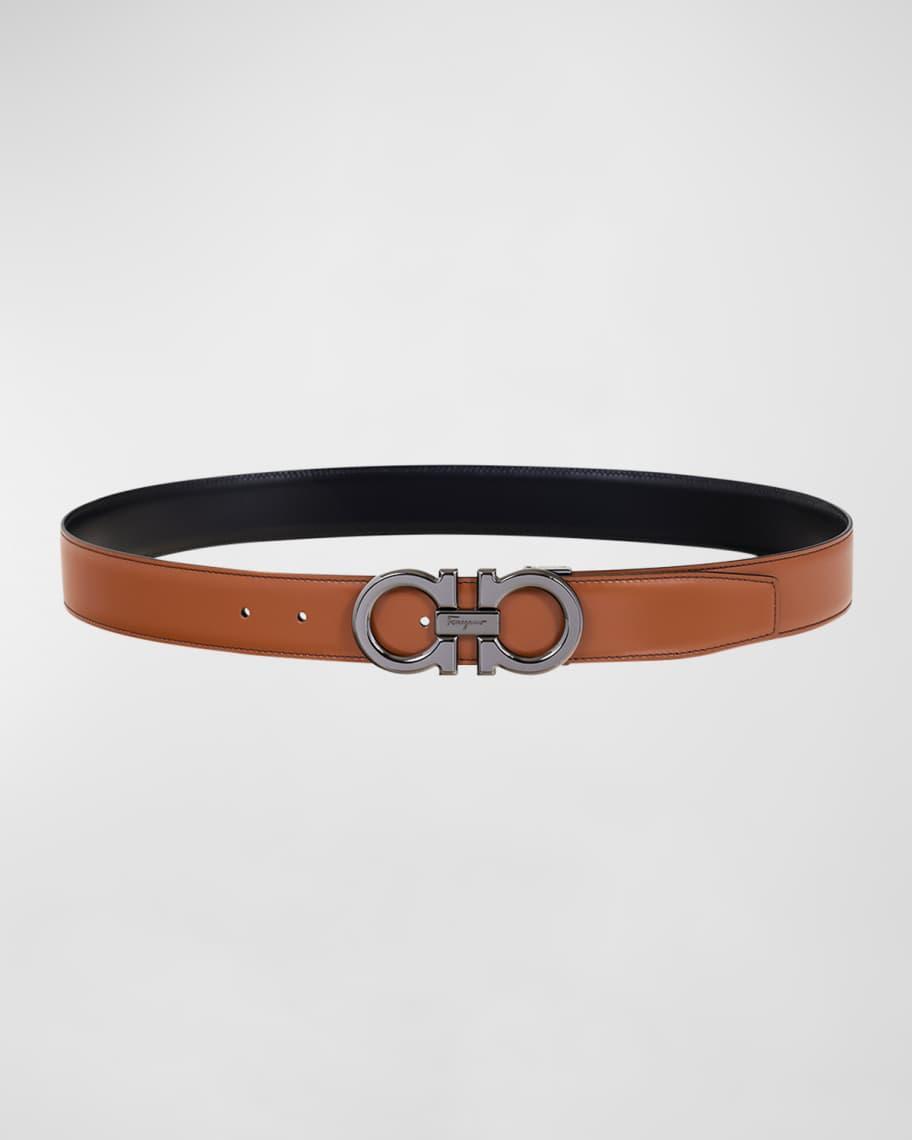 Mens Double Adjustable Leather Gancini Belt Product Image