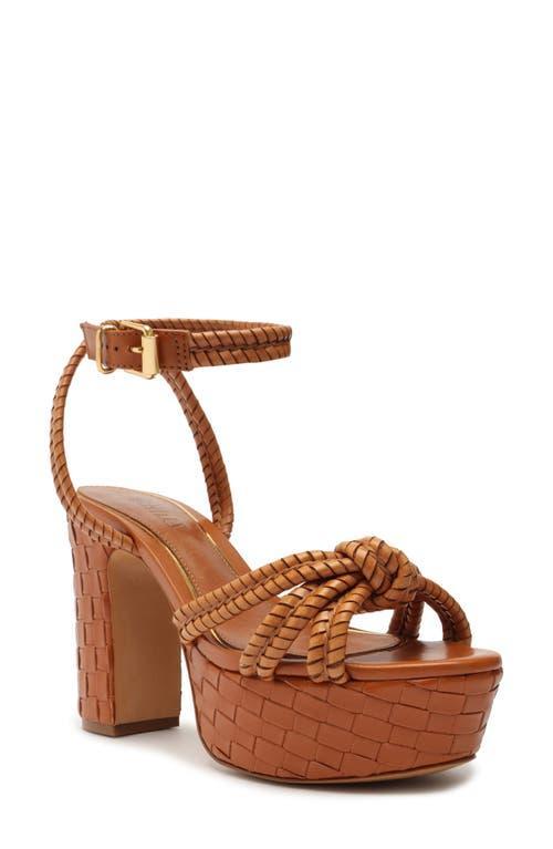 Schutz Kathleen Platform Woven Leather Ankle Strap Platform Sandals Product Image