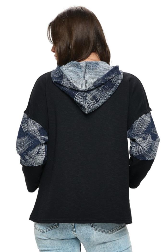 Plaid Color Block Hoodie Product Image