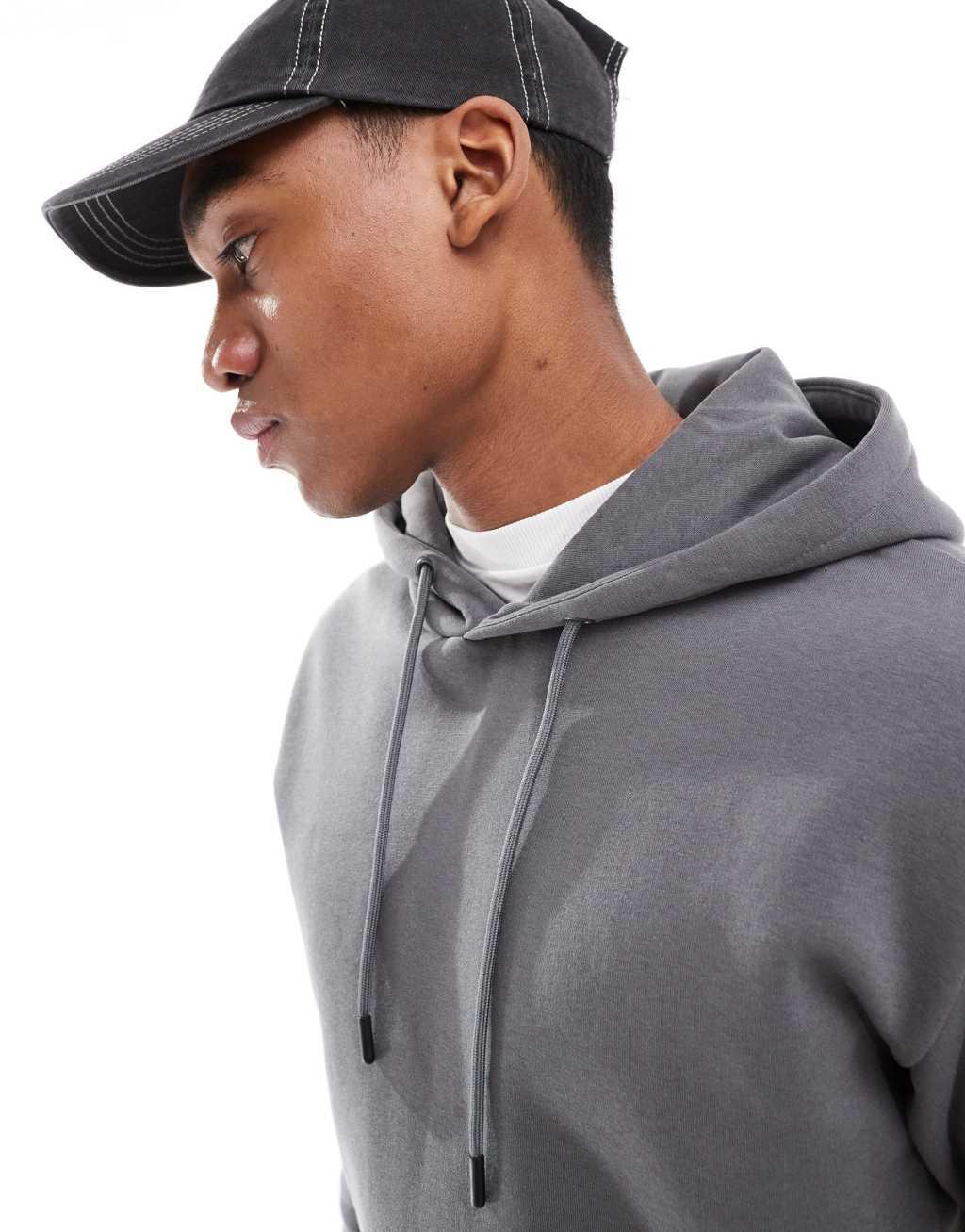 Jack & Jones oversized hoodie in dark gray Product Image