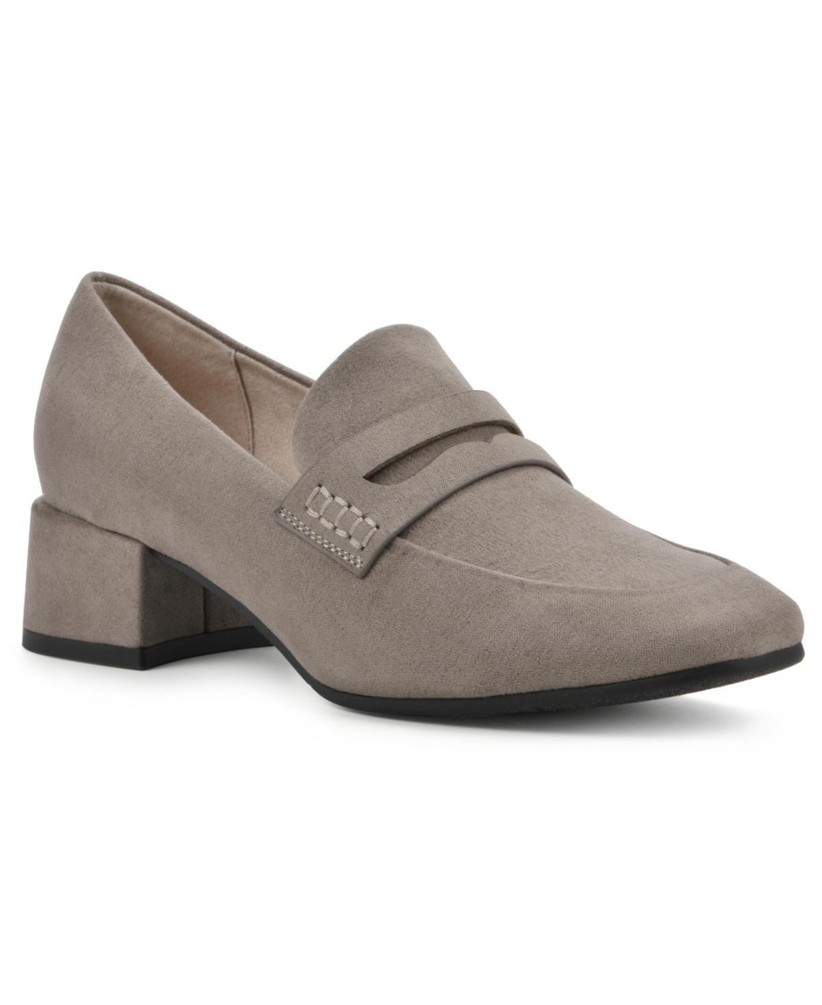 Womens Cliffs by White Mountain Quiana Womens Heeled Loafers Brown Suedette Product Image