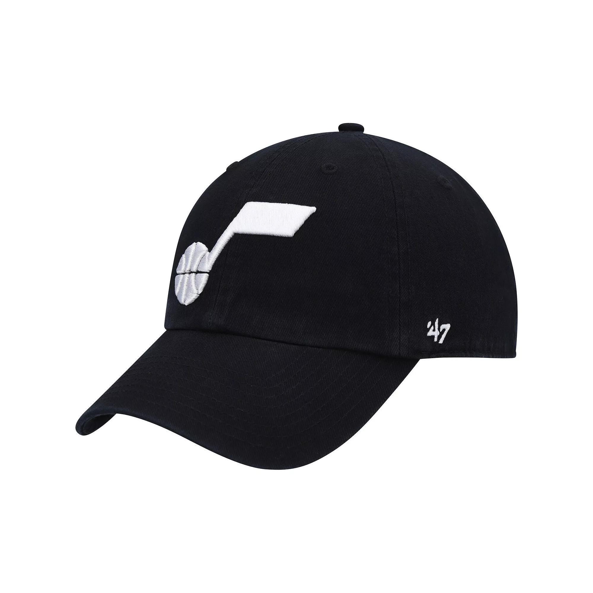 Men's '47 Black Utah Jazz Team Logo Clean Up Adjustable Hat, Jaz Black Product Image