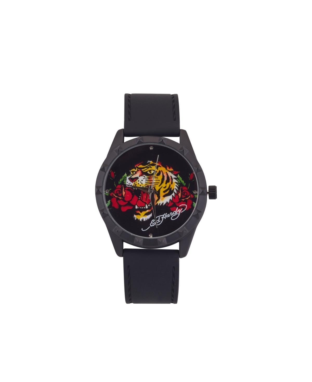 Ed Hardy Womens Tiger Dial Black Silicone Strap Watch Product Image