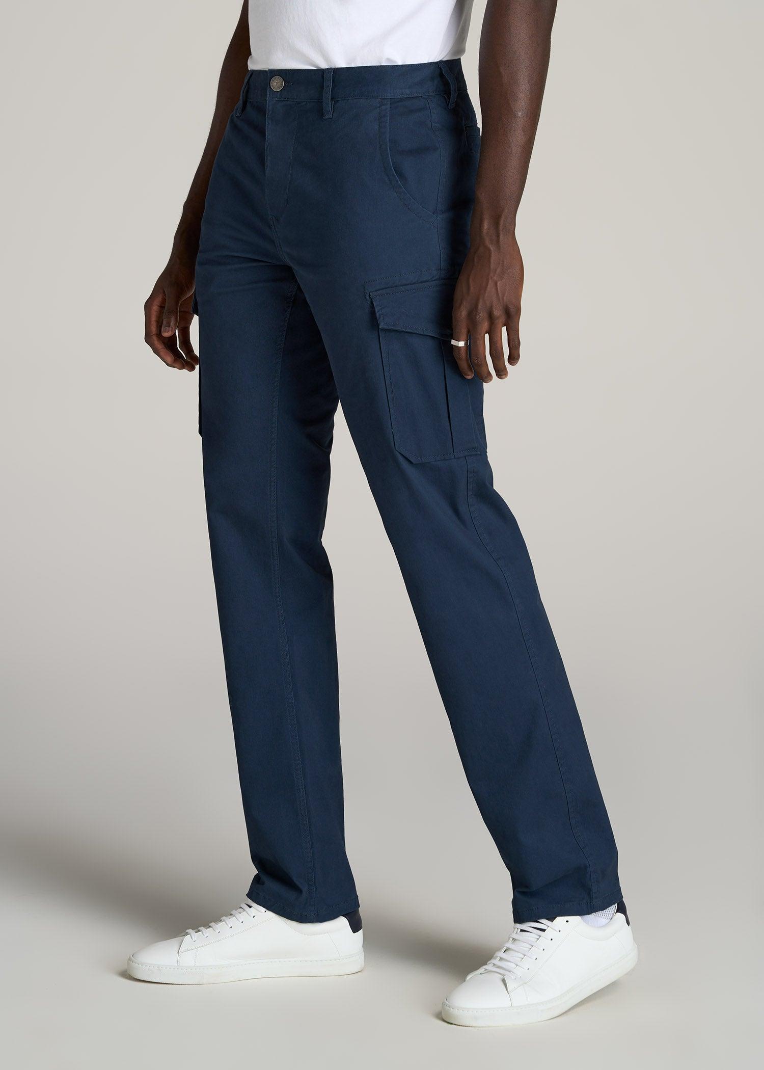 Stretch Twill SLIM-FIT Cargo Pants for Tall Men in Marine Navy Product Image
