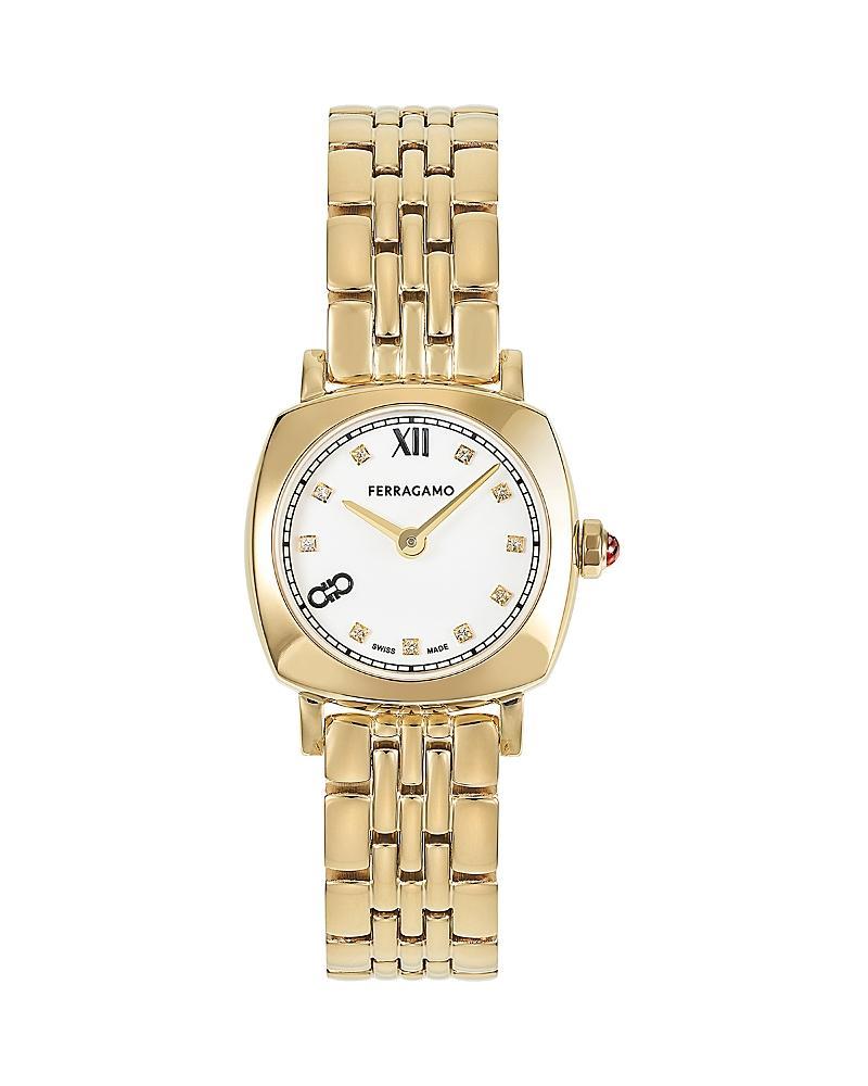 23mm Ferragamo Soft Square Watch with Bracelet Strap, Two Tone Rose Gold Product Image