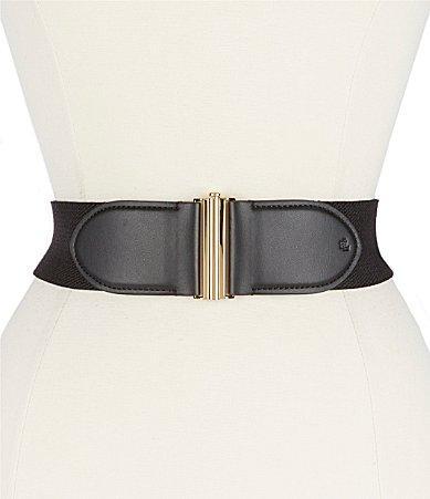 Lauren Ralph Lauren Wide Interlock Buckle Stretch Belt - Black Product Image