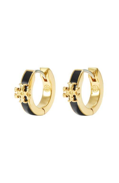 Tory Burch Kira Enamel Huggie Hoop Earrings in 18K Gold Plated Product Image