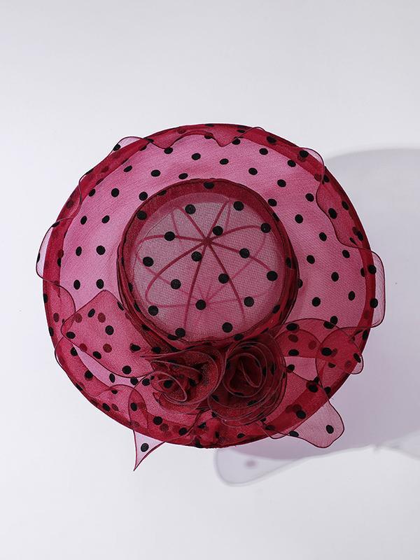 Flower Shape Gauze Polka Dot See-Through Split-Joint Sun Hat Product Image