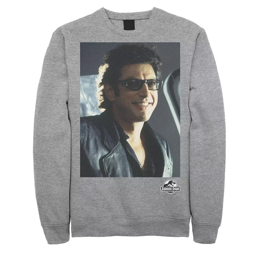 Men's Jurassic Park Goldblum Sly Smile Sweatshirt, Size: Large, Athletic Grey Product Image