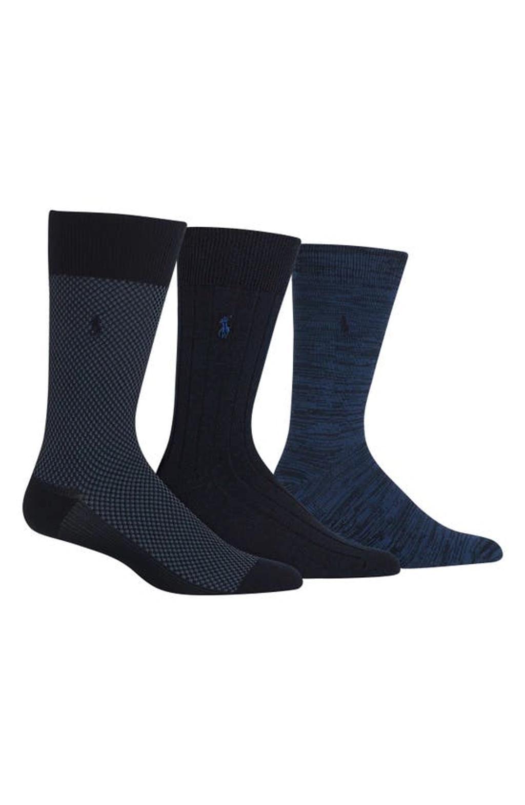 POLO RALPH LAUREN Supersoft Bird's Eye Assorted 3-pack Socks In Navy Product Image