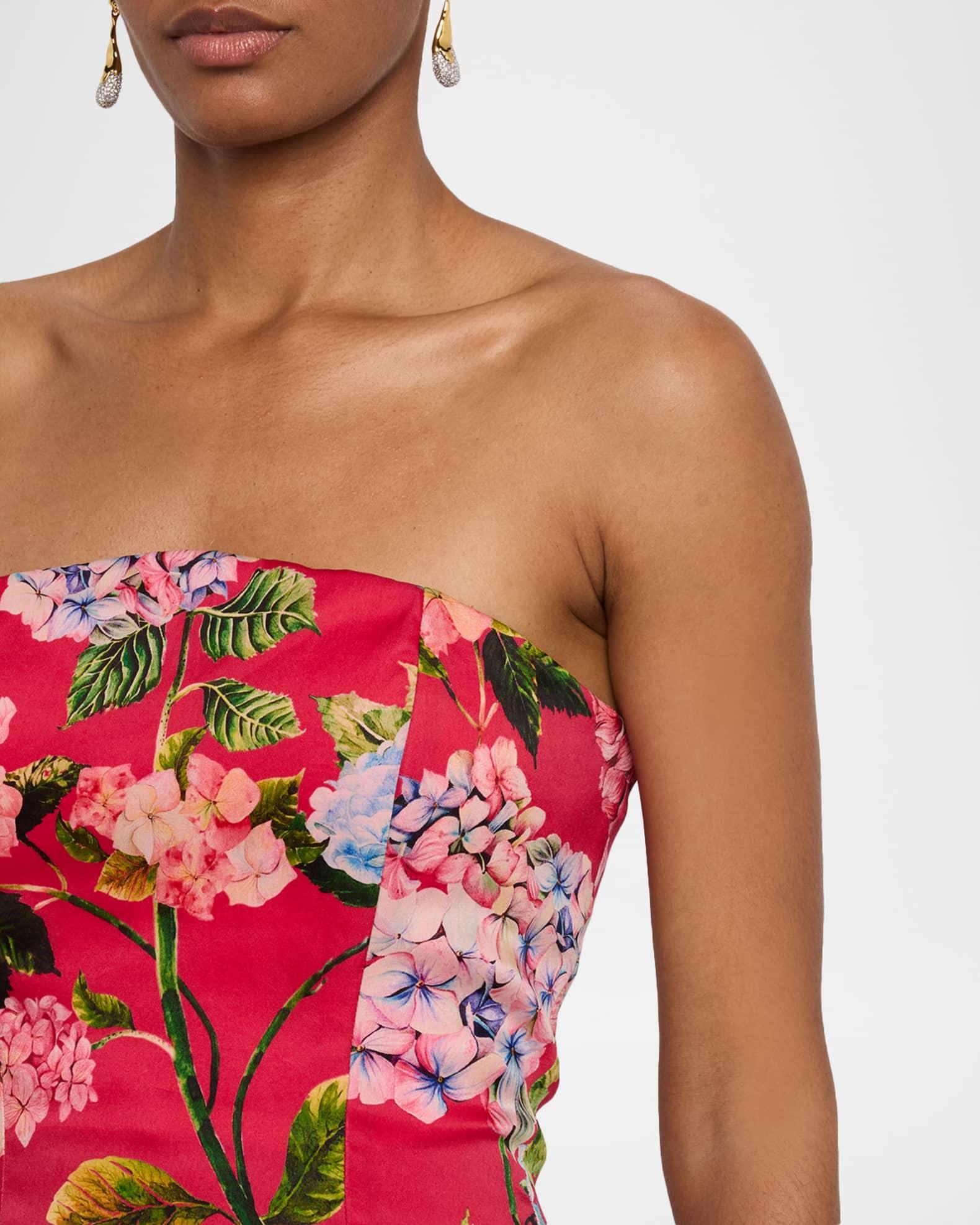 Hydrangea-Print Silk Organza Drop-Waist Gown Product Image