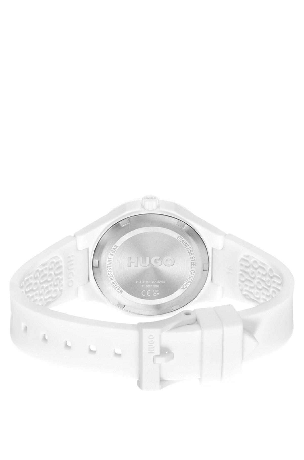 Branded silicone-strap watch with matte-white dial Product Image