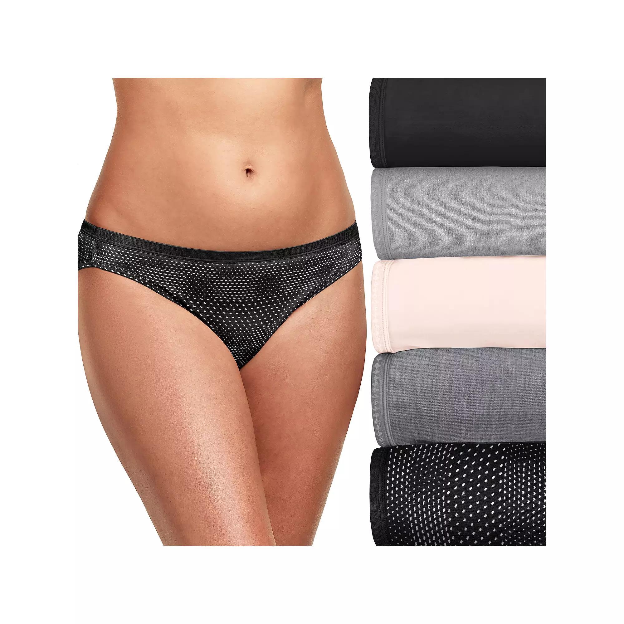 Hanes Ultimate Women's Breathable Cotton Bikini Underwear 6-Pack 42H6CC, Black Grey Pack Product Image