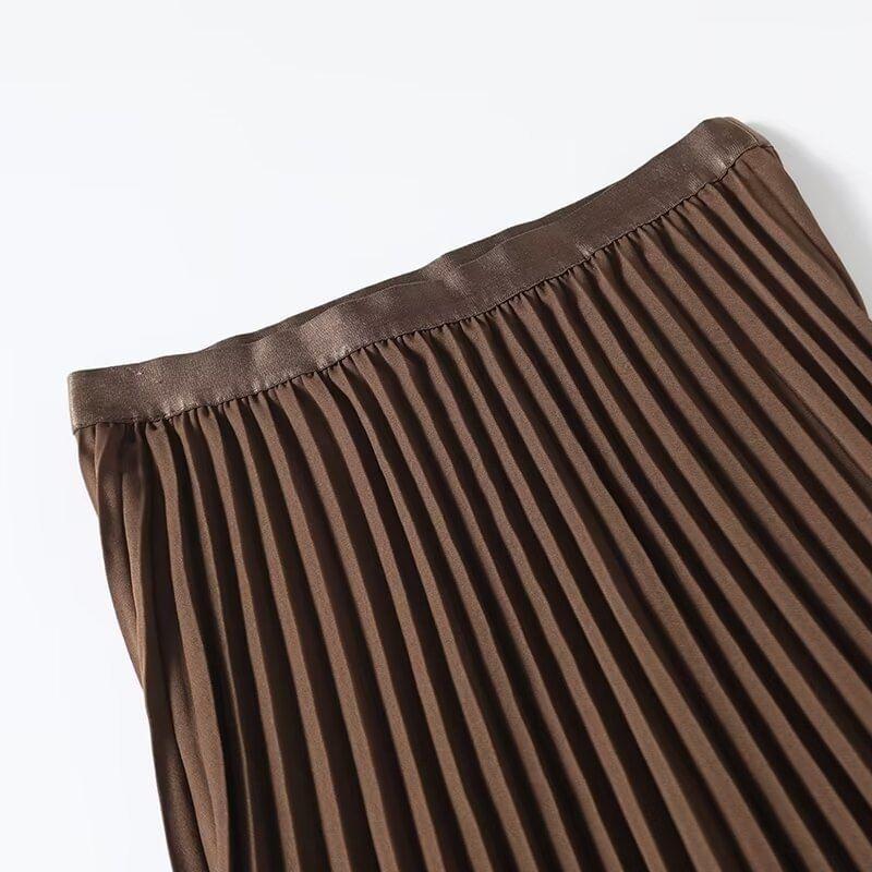 Plain Accordion Pleated Midi A-Line Skirt Product Image