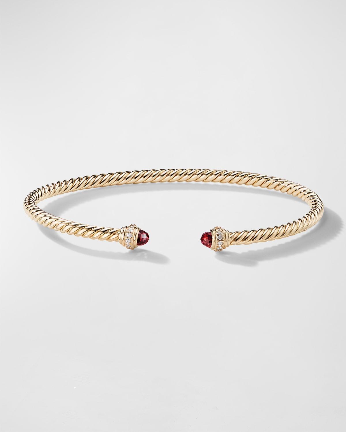 David Yurman Cable Spira Bracelet in 18K Gold with Hampton Blue Topaz and Diamonds Product Image