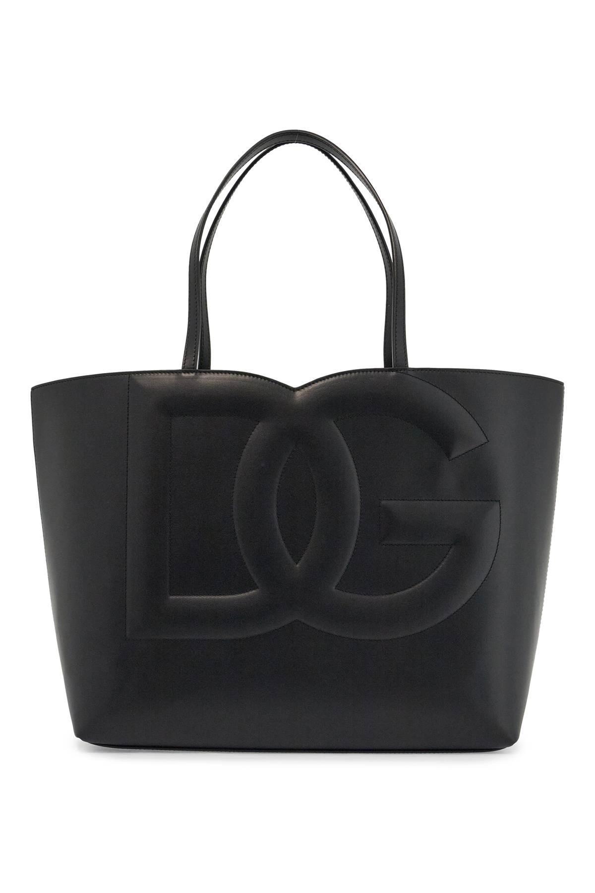 DOLCE & GABBANA Black Calfskin Shopping Bag With Embossed Logo In Nero (black) Product Image