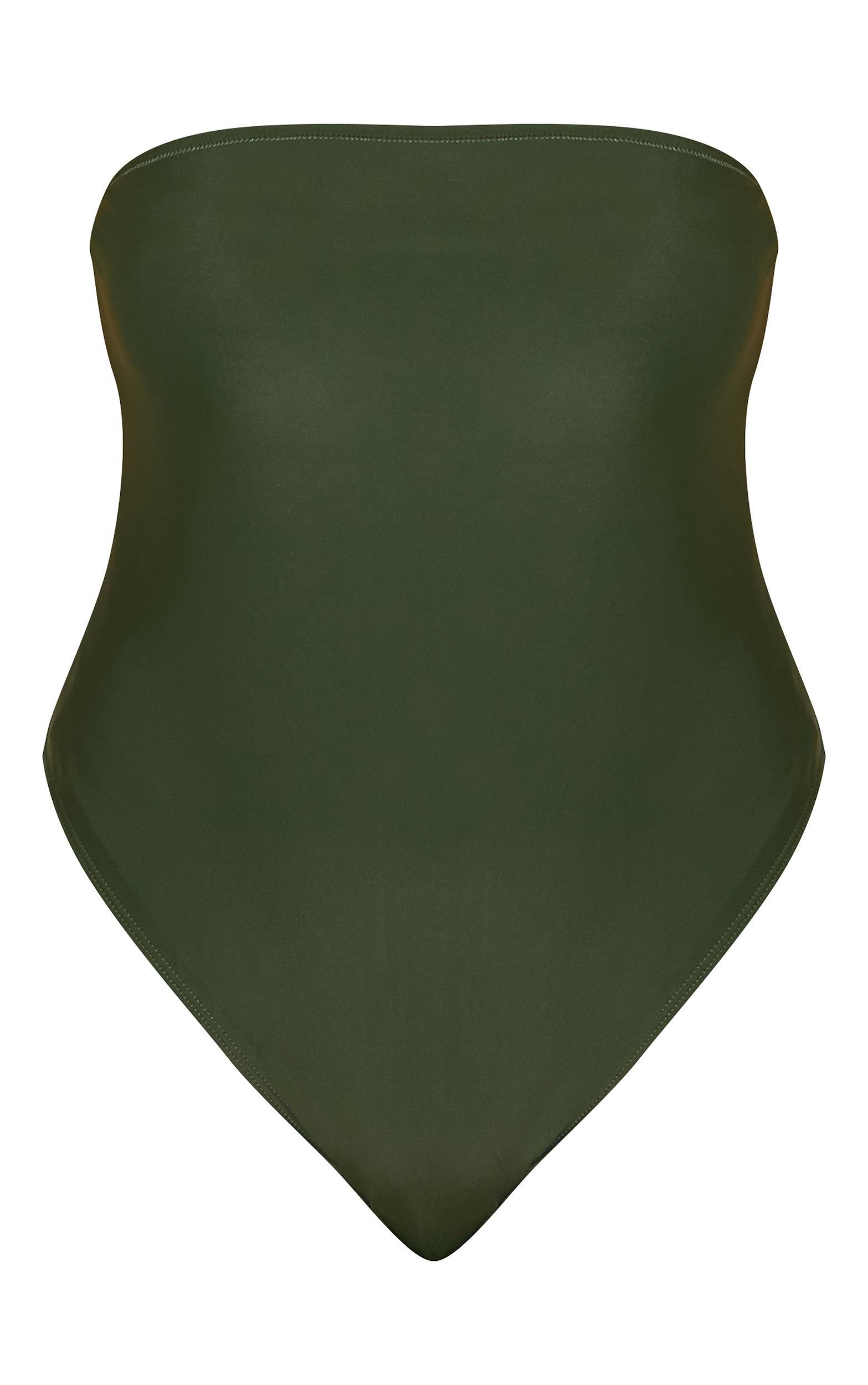 Plus Khaki Strapless Swimsuit Product Image