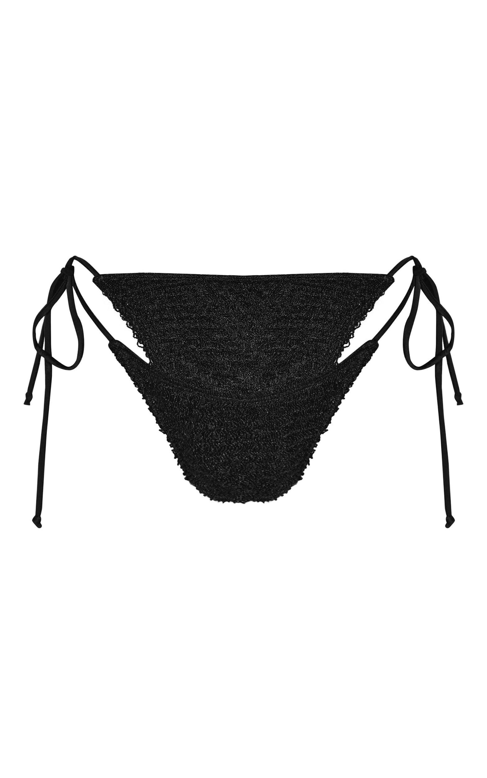 Black Tie Side Textured Bikini Bottoms Product Image
