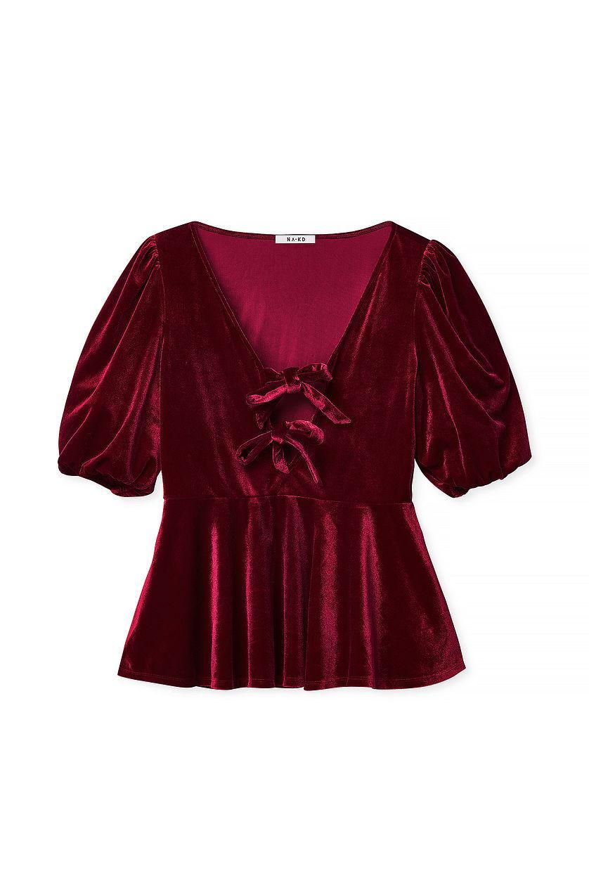 Puff Sleeve Velvet Top Product Image