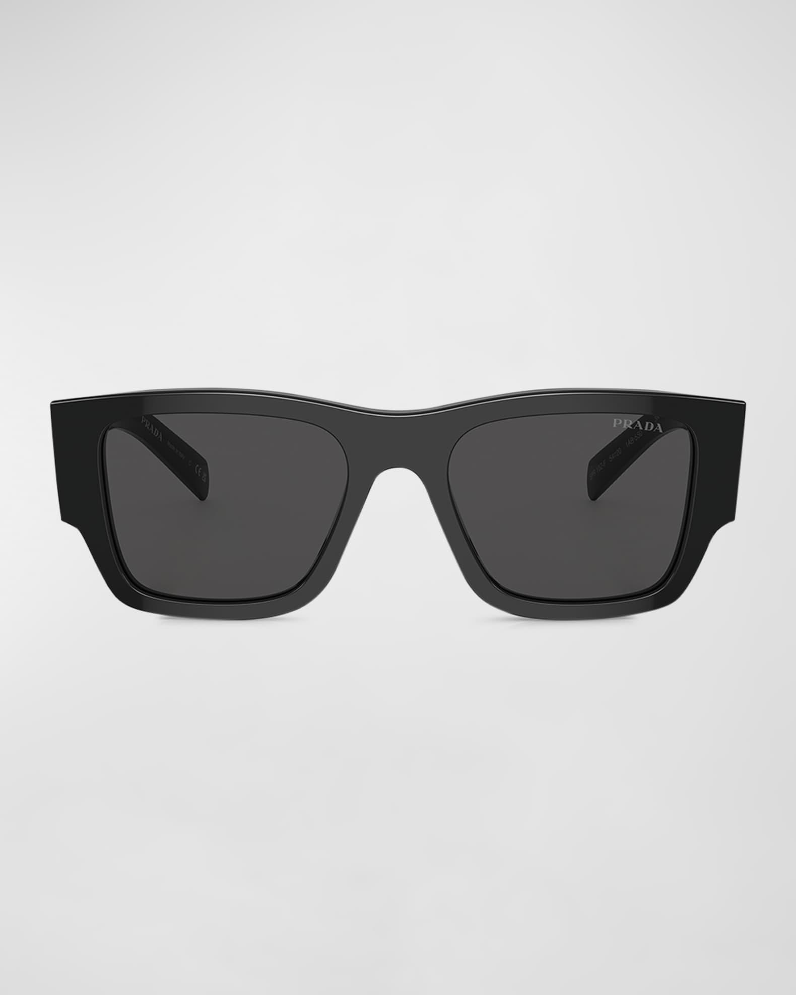 Men's PR 02ZSF Acetate Rectangle Sunglasses Product Image