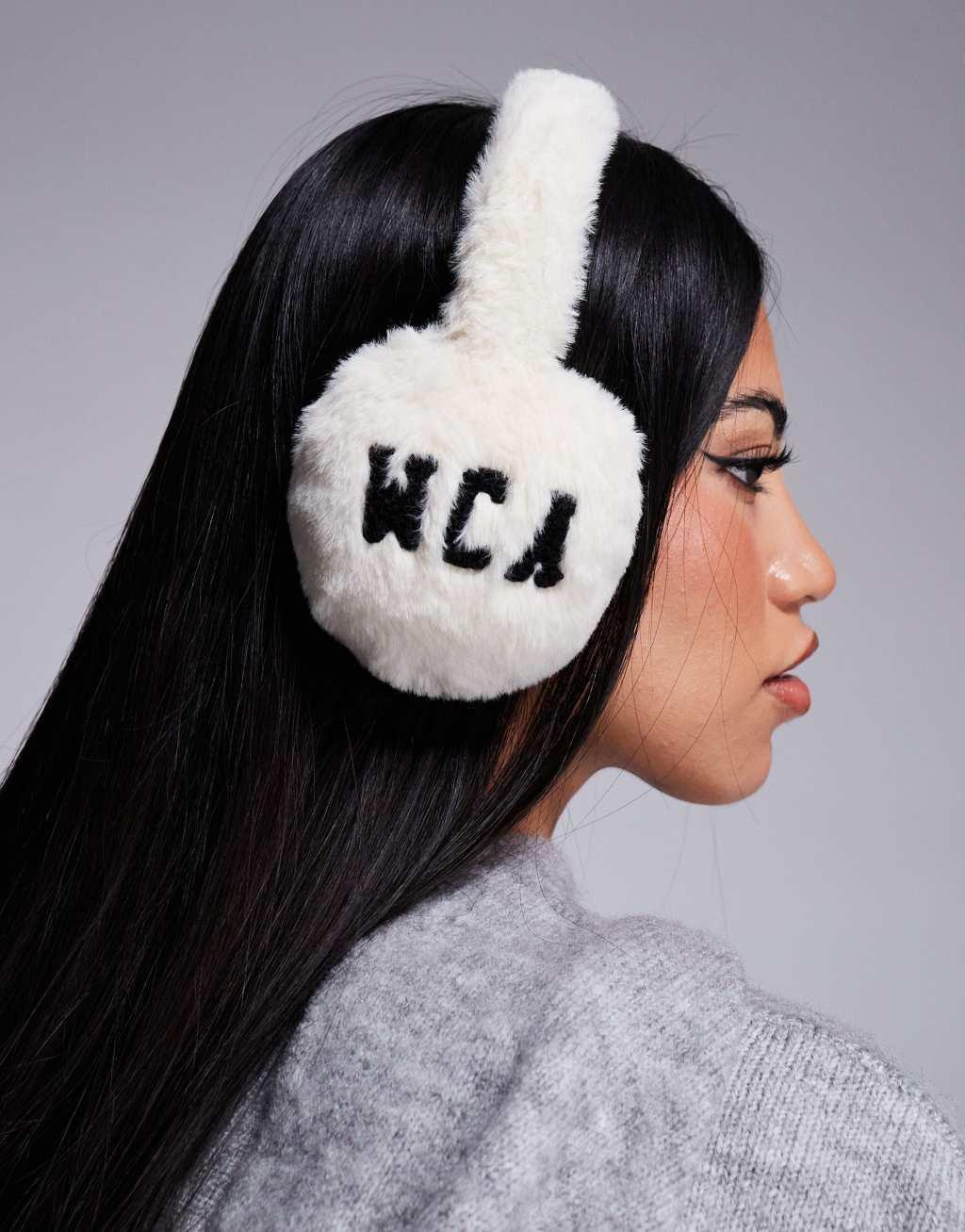 Weekend Collective faux fur ear muffs in cream Product Image