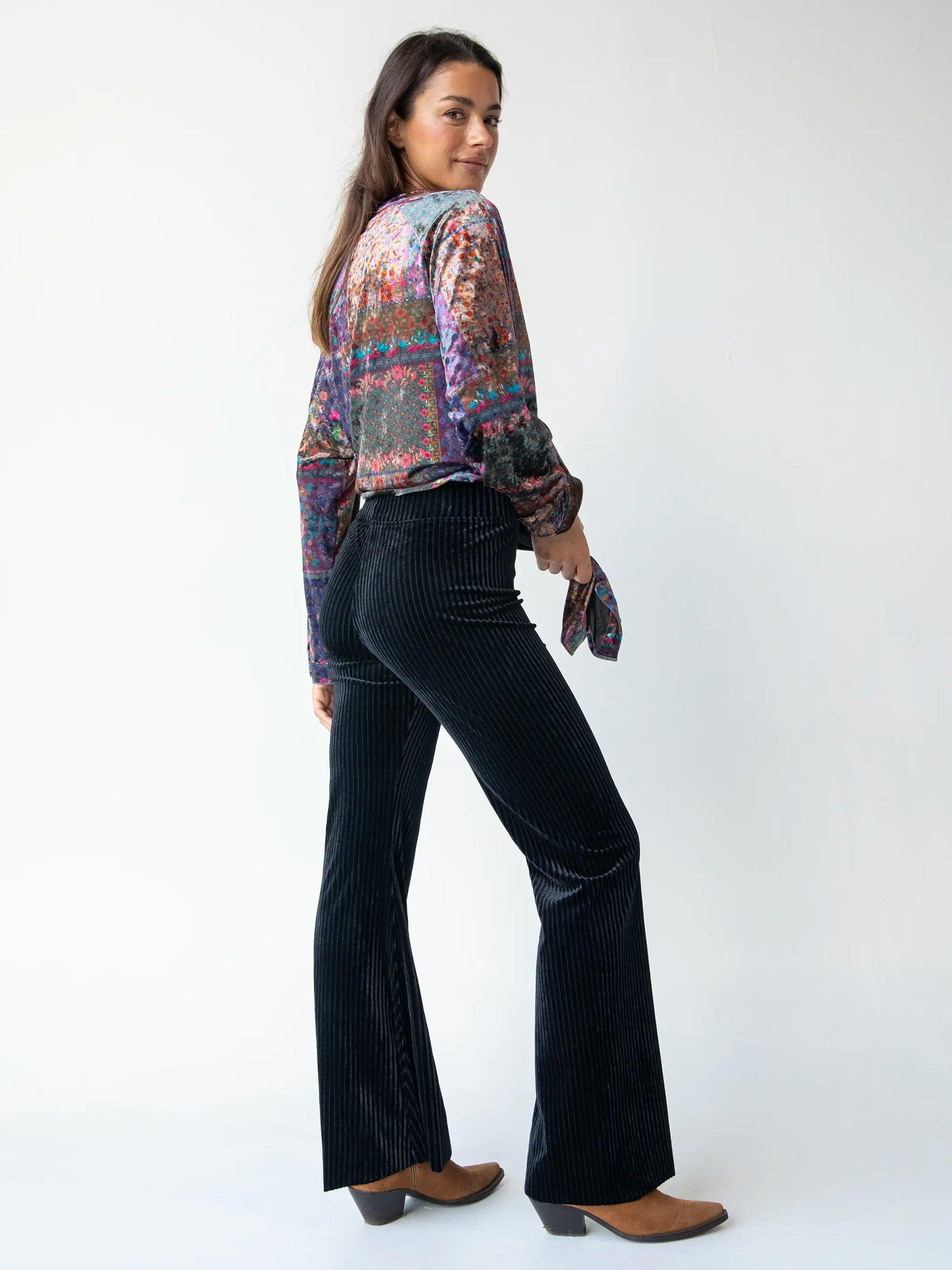 Cali Velvet Flare Pant - Black Product Image