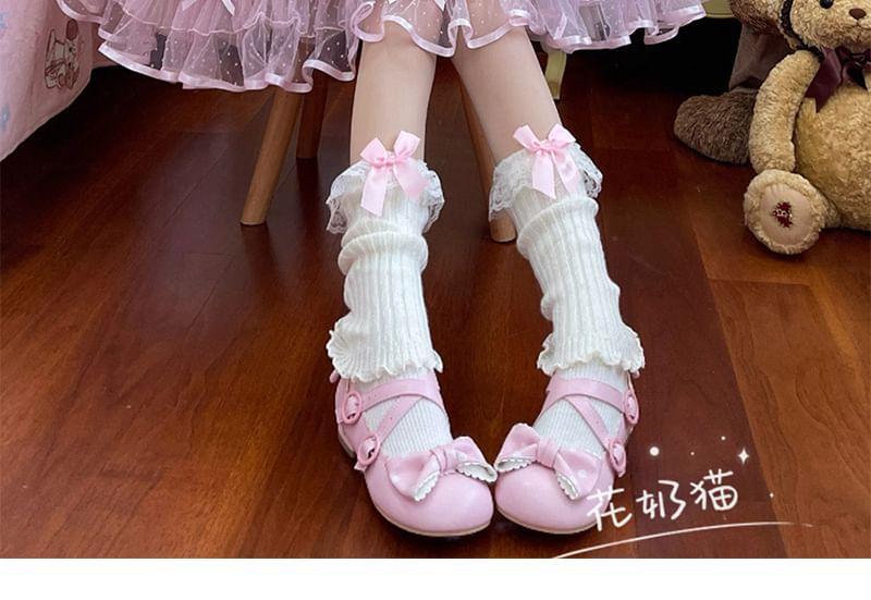 Bowknot Ruffle Lace Trim Leg Warmers Product Image