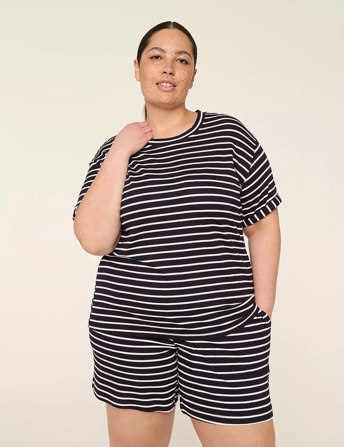 LIVI Short-Sleeve Textured Knit Top Product Image