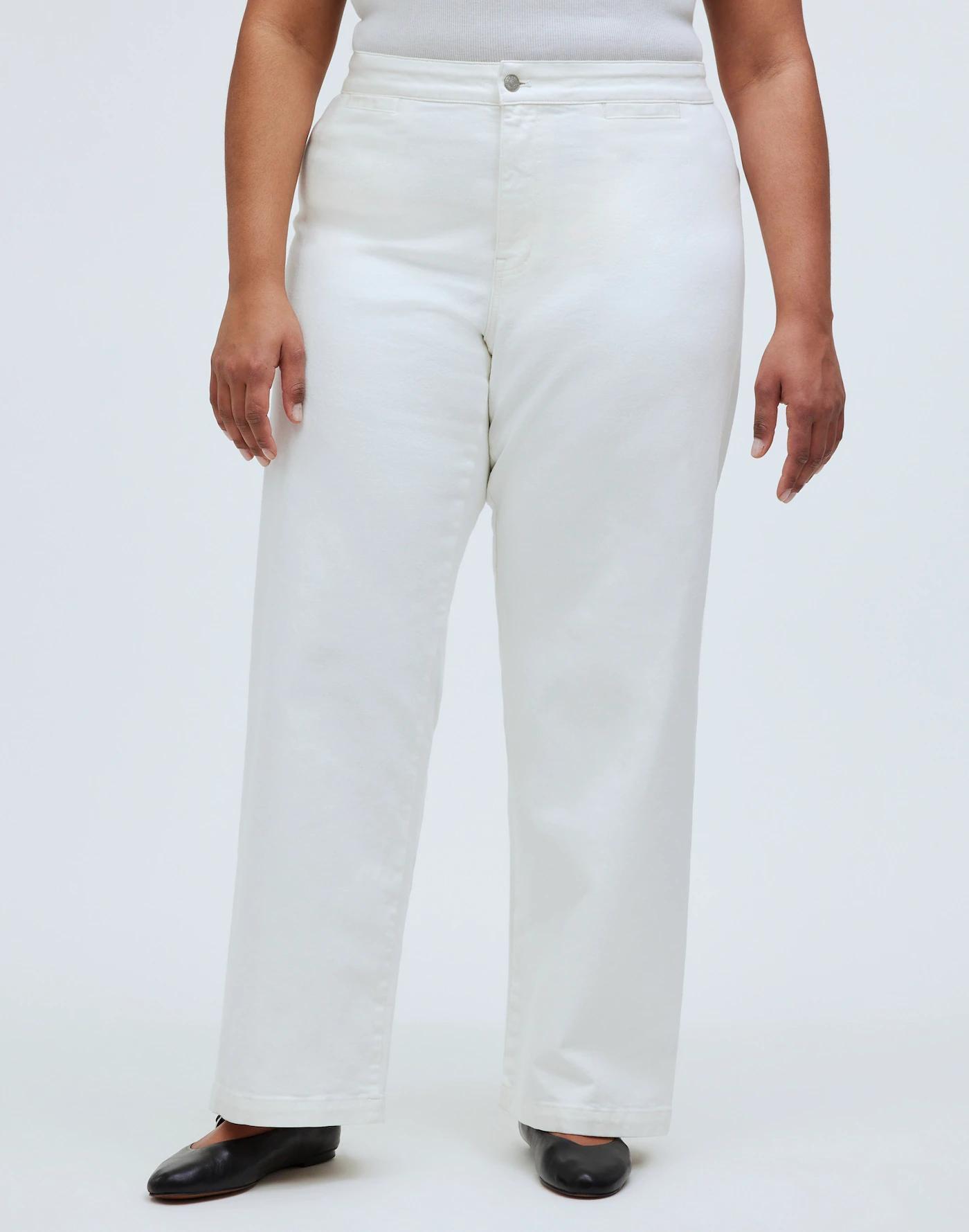 The Plus Curvy Emmett Wide-Leg Jean in Tile White: Welt Pocket Edition Product Image