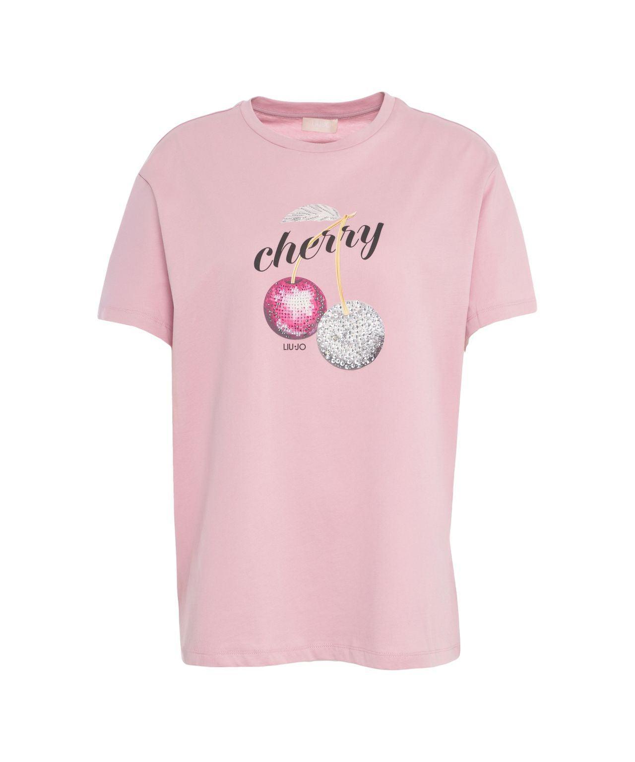 T-shirt with print and rhinestones Product Image
