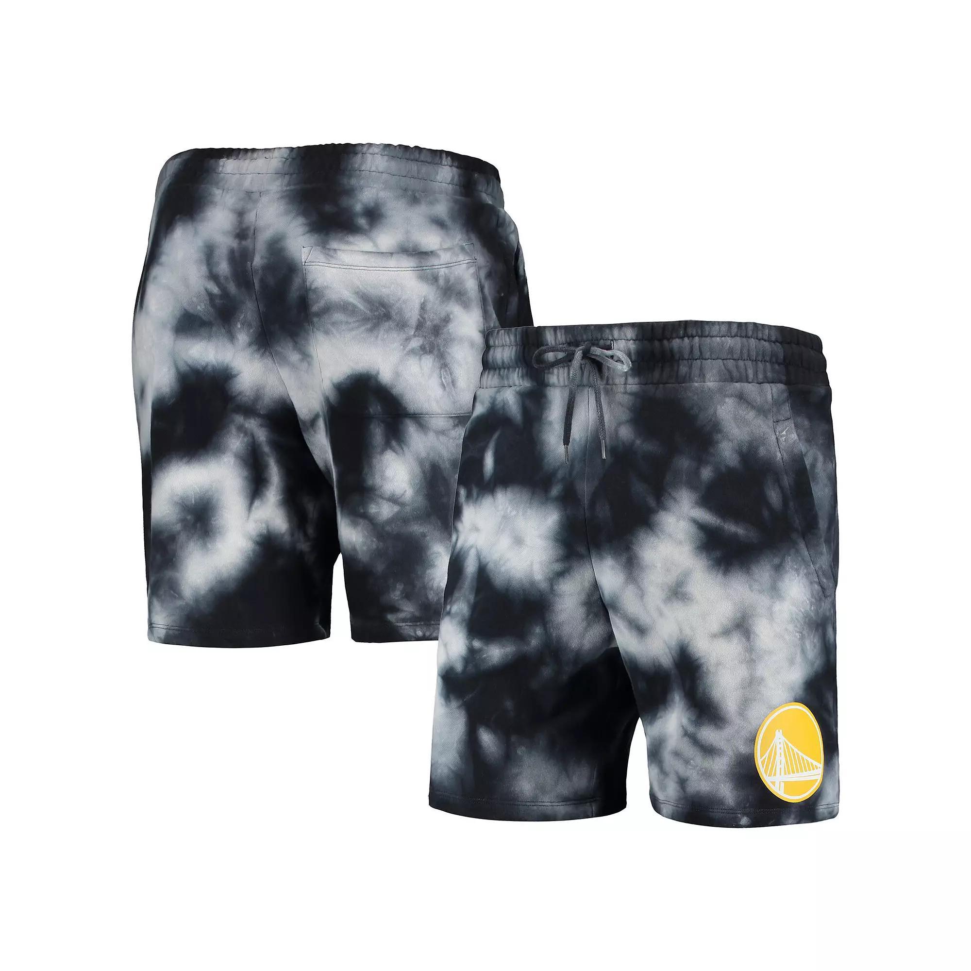 Men's New Era Black Golden State Warriors Fleece Tie-Dye Shorts,  Product Image