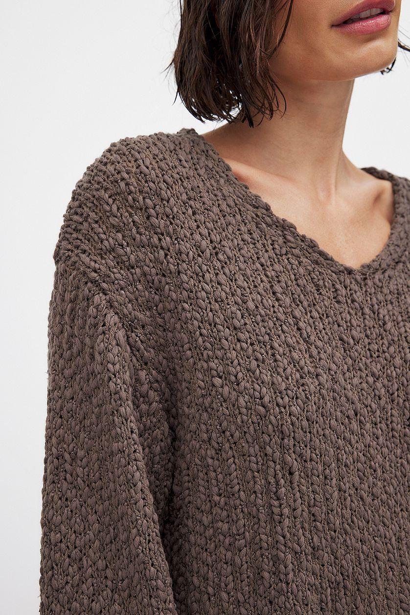 Structured Knitted V-Neck Sweater Product Image