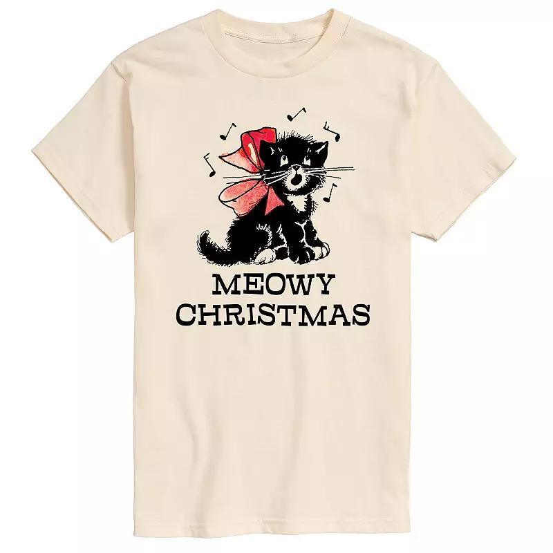 Men's Vintage Meowy Christmas Graphic Tee,  Product Image