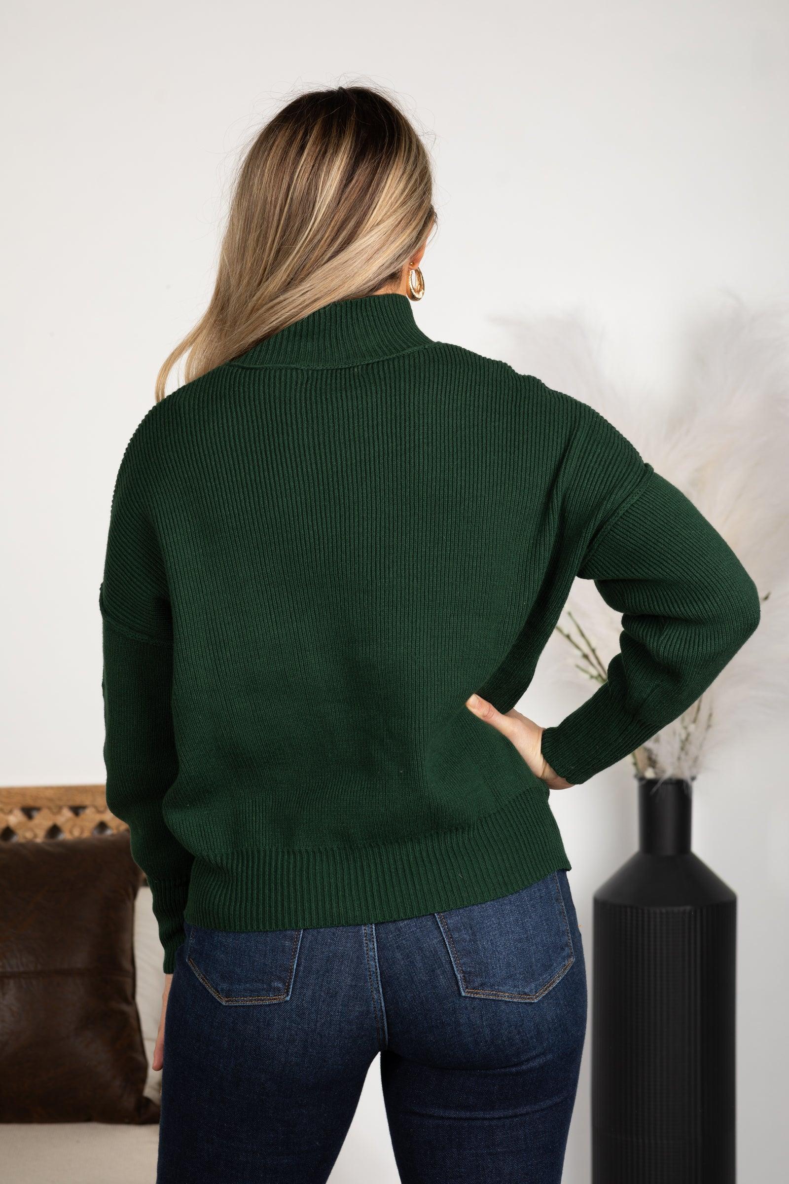 Mock Neck Ribbed Sweater Top Product Image