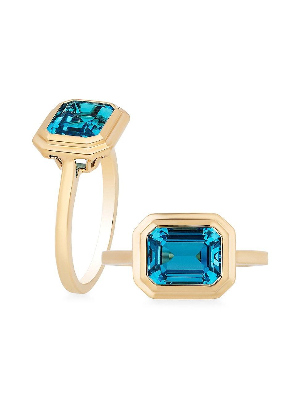 Womens Manhattan 18K Yellow Gold & London Blue Topaz Ring Product Image