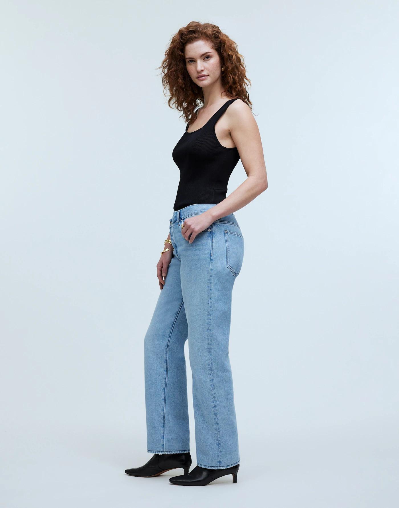 Curvy Low-Slung Straight Jeans in Sevilla Wash: Cross-Tab Edition Product Image