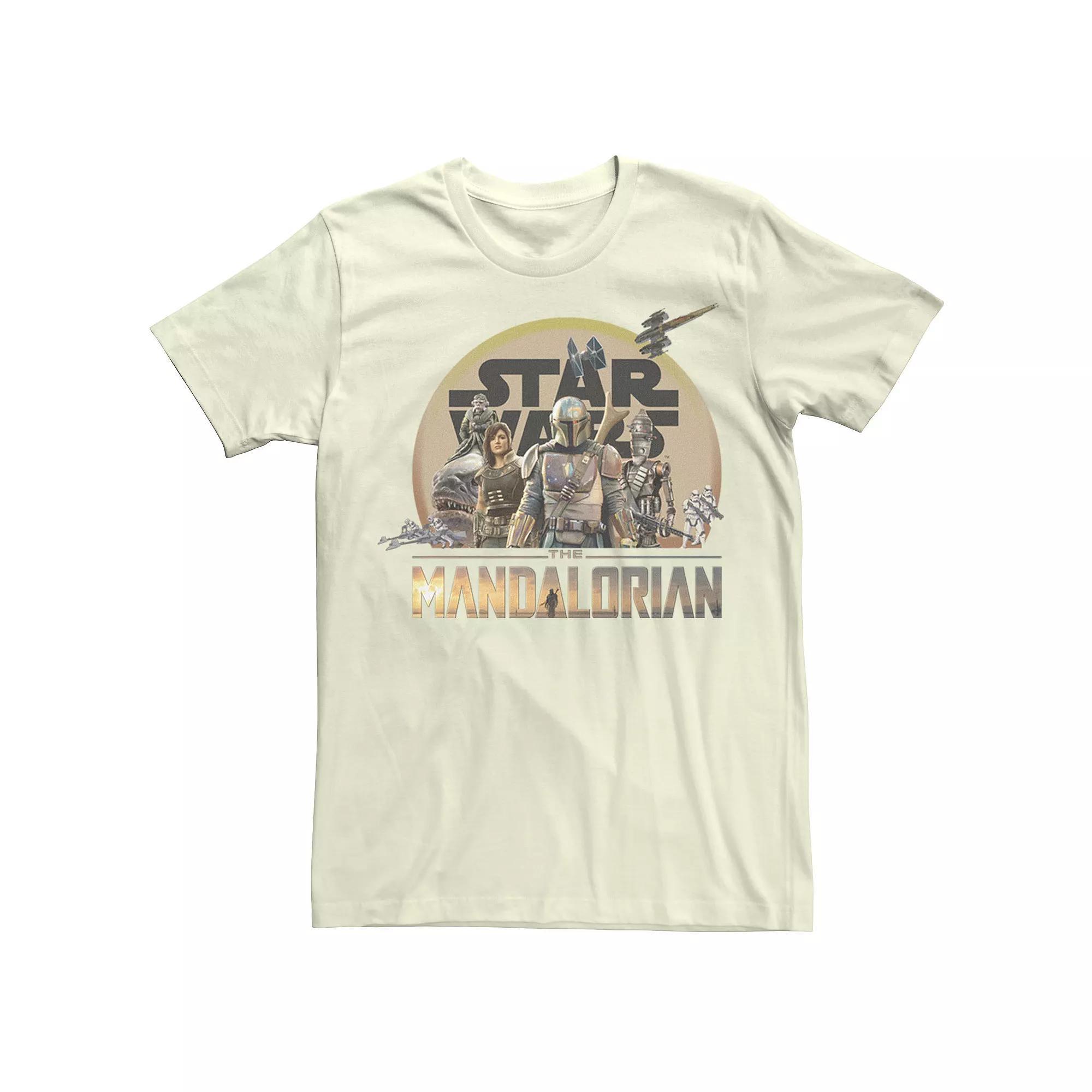 Men's Star Wars The Mandalorian Character Collage Tee, Size: Medium, Natural Product Image