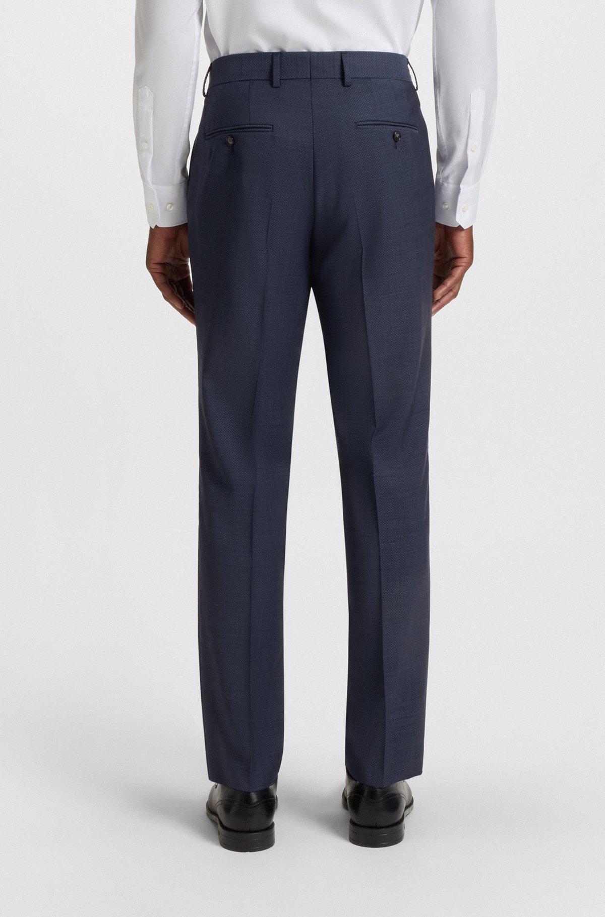 BOSS - Regular-fit suit in micro-patterned wool - Dark Blue Product Image