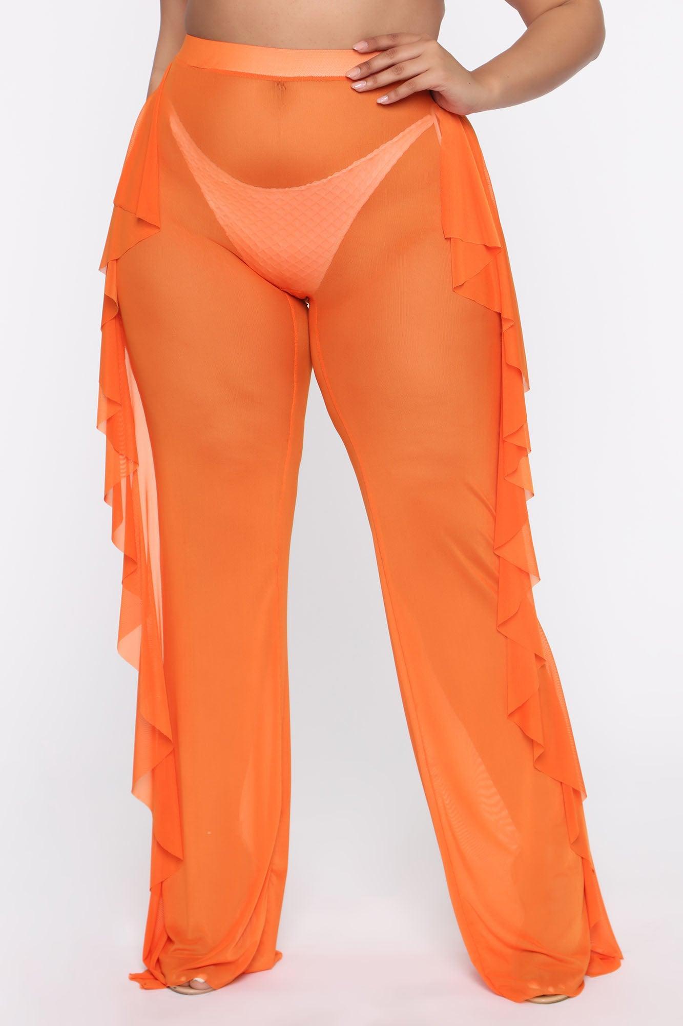 Sunshine See Through Cover Up Pant - Orange Product Image