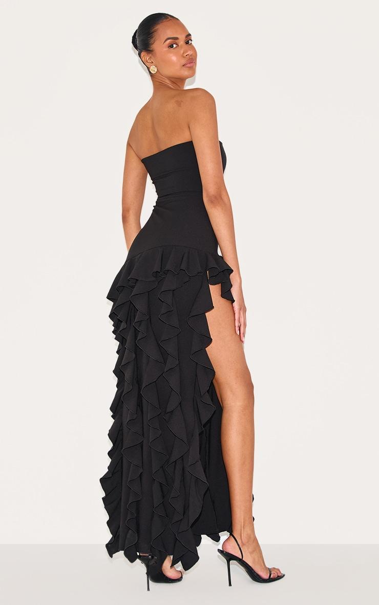 Black Bandeau Frill Detail Maxi Dress Product Image