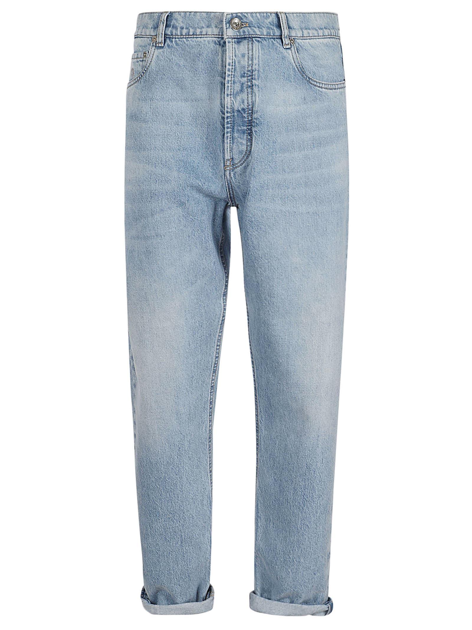 BRUNELLO CUCINELLI Men's Slim Light-wash Denim Jeans In Light Wash Denim Product Image