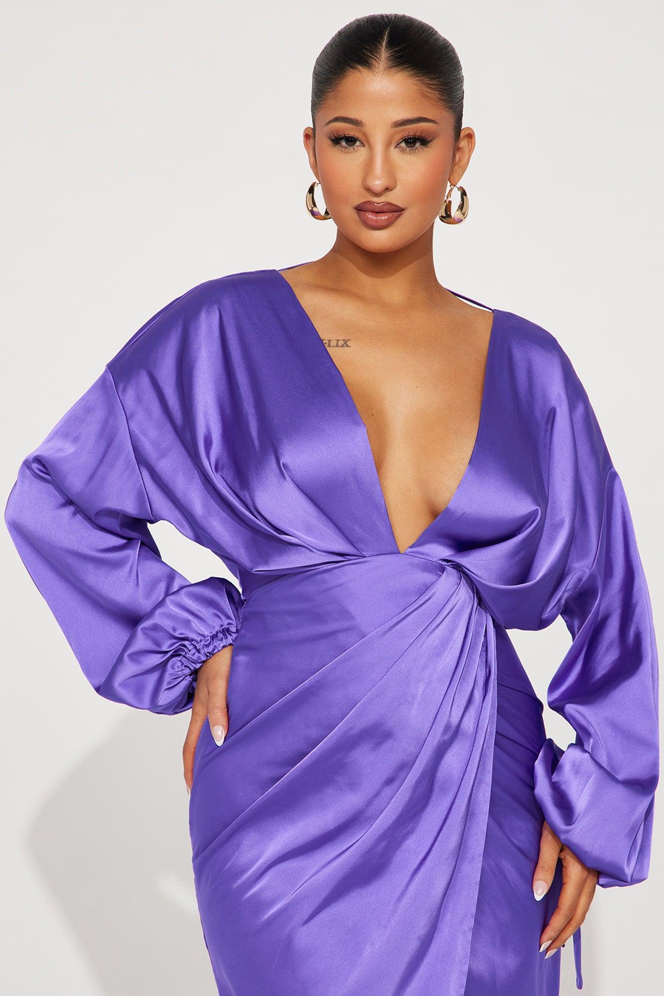 Leslie Satin Maxi Dress - Purple Product Image