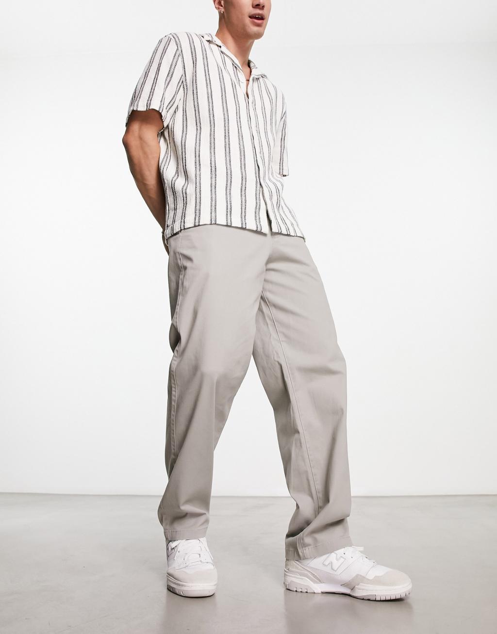 ADPT wide fit chinos in light gray  Product Image