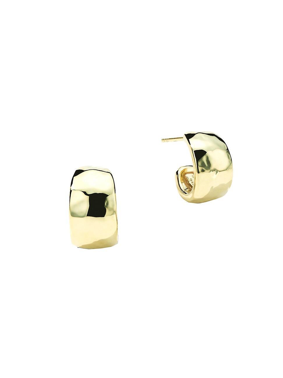 Classico Huggie Hammered Hoop Earrings in 18K Gold Product Image