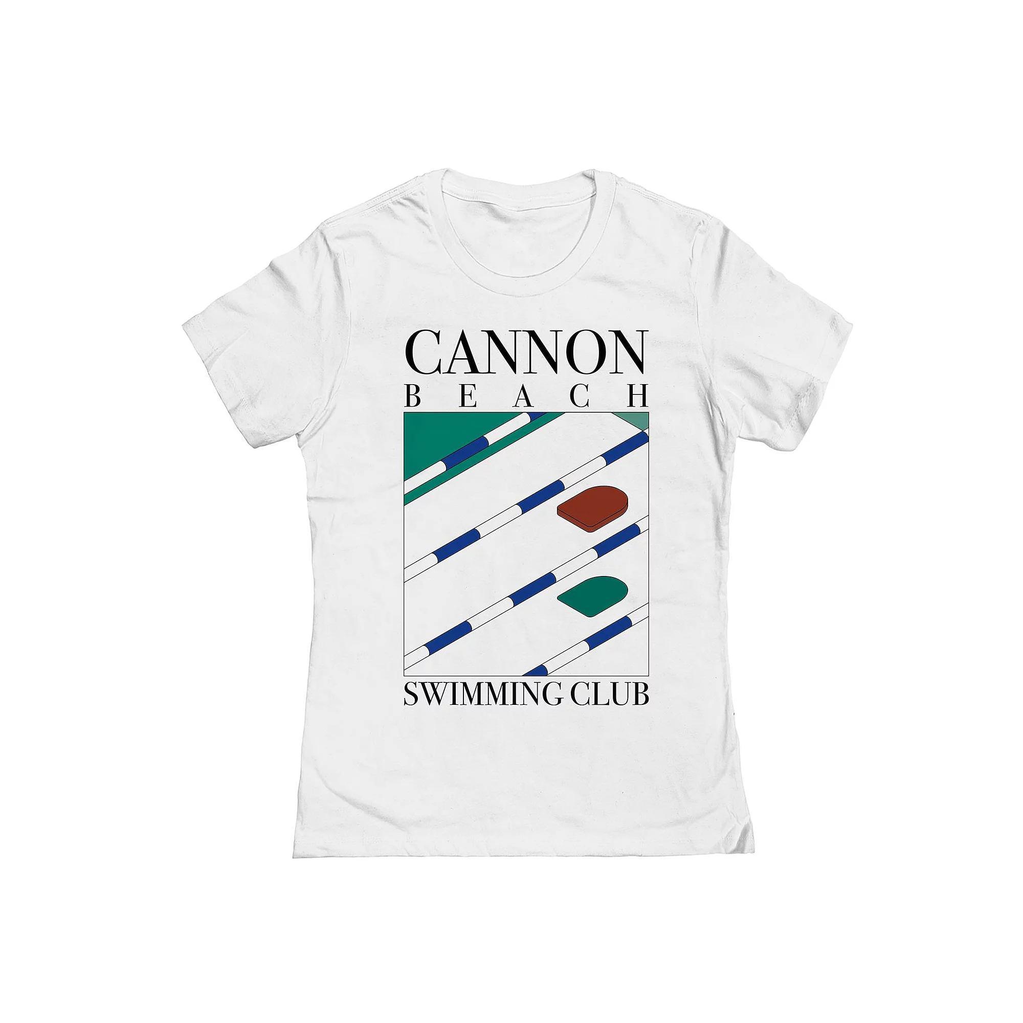 Junior's Cannon Beach Swimming Club 1 Womens Graphic Tee, Girl's, Size: Medium, White Product Image